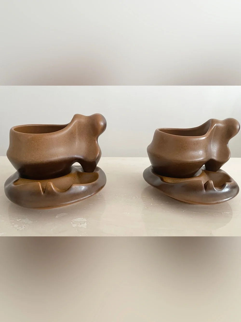 Vintage Set of 2 Coffee Cup Mug Mid Century Modern Design Serveware Dining